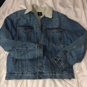Oversized fur denim jacket